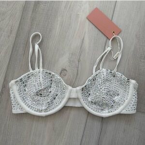 Embellished White Bra